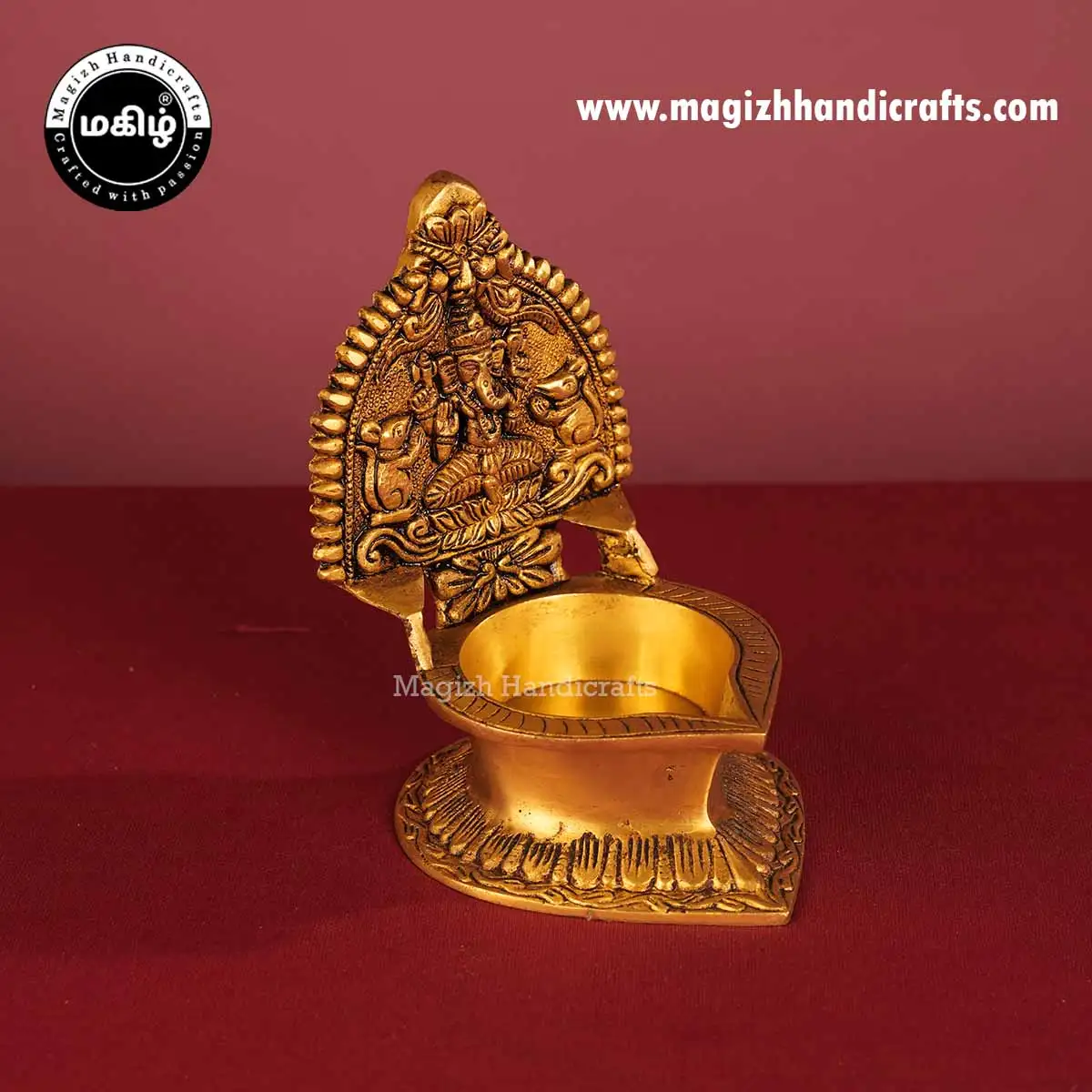 Brass Ganesha Kamakshmi amman Lamp - 7 inches - image 3