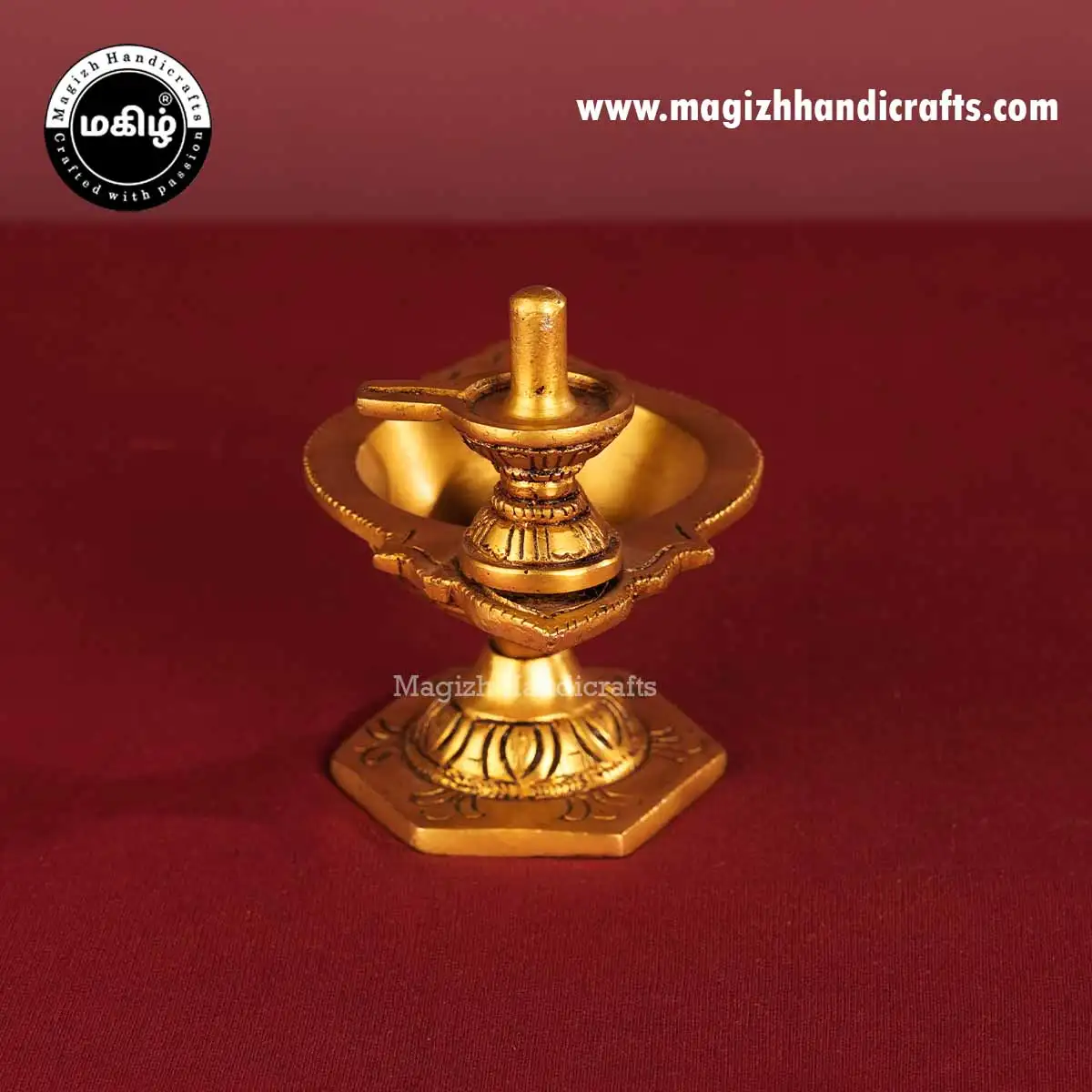 Brass Pradhosham Lingam Nandhi Lamp - 4 inches - image 6