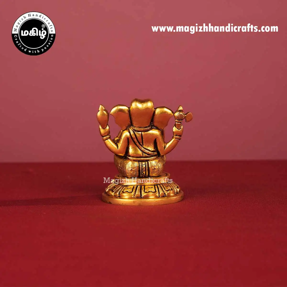 Brass Appu Ganesh Idol Round Peetam - 3.5 Inch - image 5