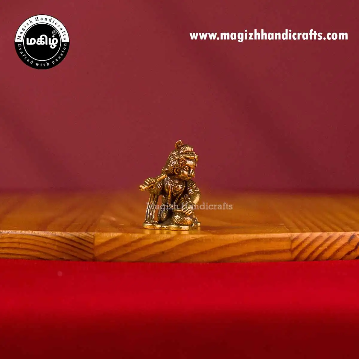 Brass Mini baby Krishna with flute - 1 inch - image 2