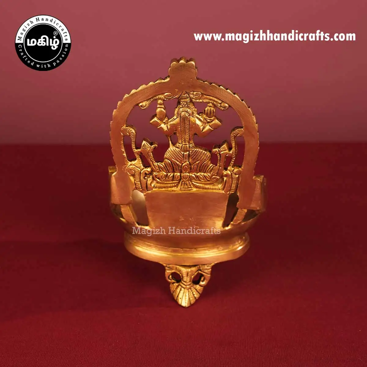 7 Inch Brass Heart Shape Gaja Lakshmi Lamp - image 5