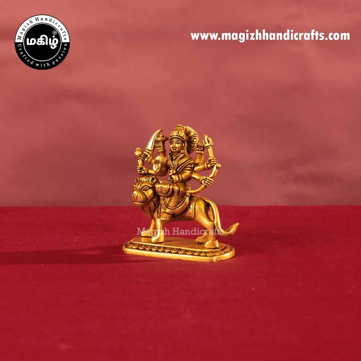 Brass goddess Lion Durga devi idol - 4.5 inches - image 4