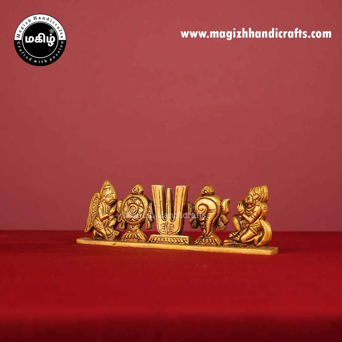 Brass Sangu Chakram Namam with Garuda and Hanuman on Both Sides – 2 Inch - image 3