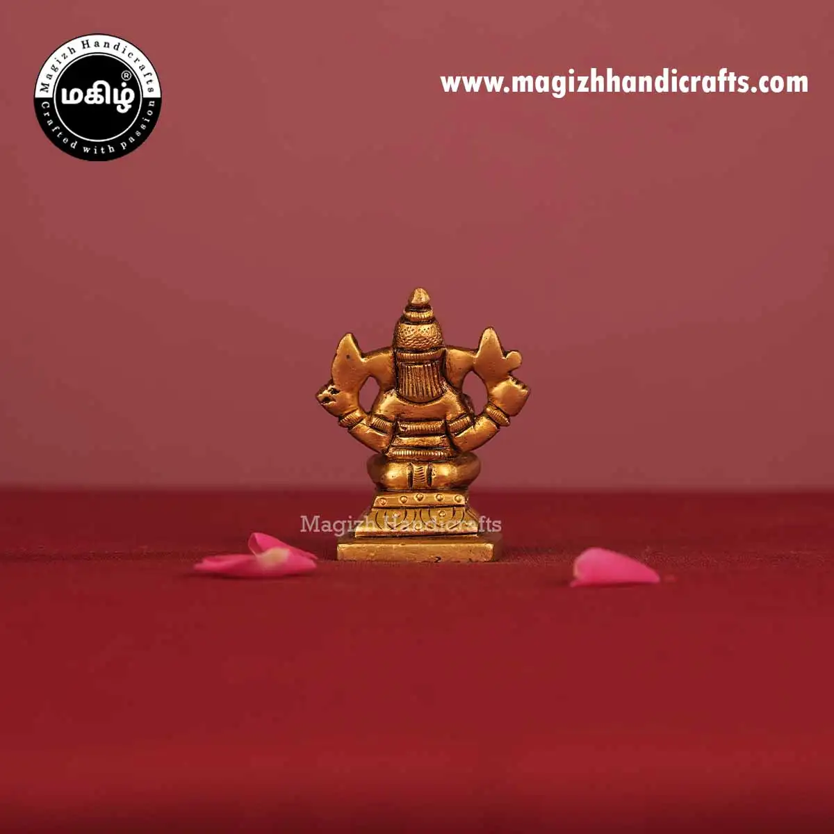 Brass Ganesha Square Base Idol - 2 Inch - image 5