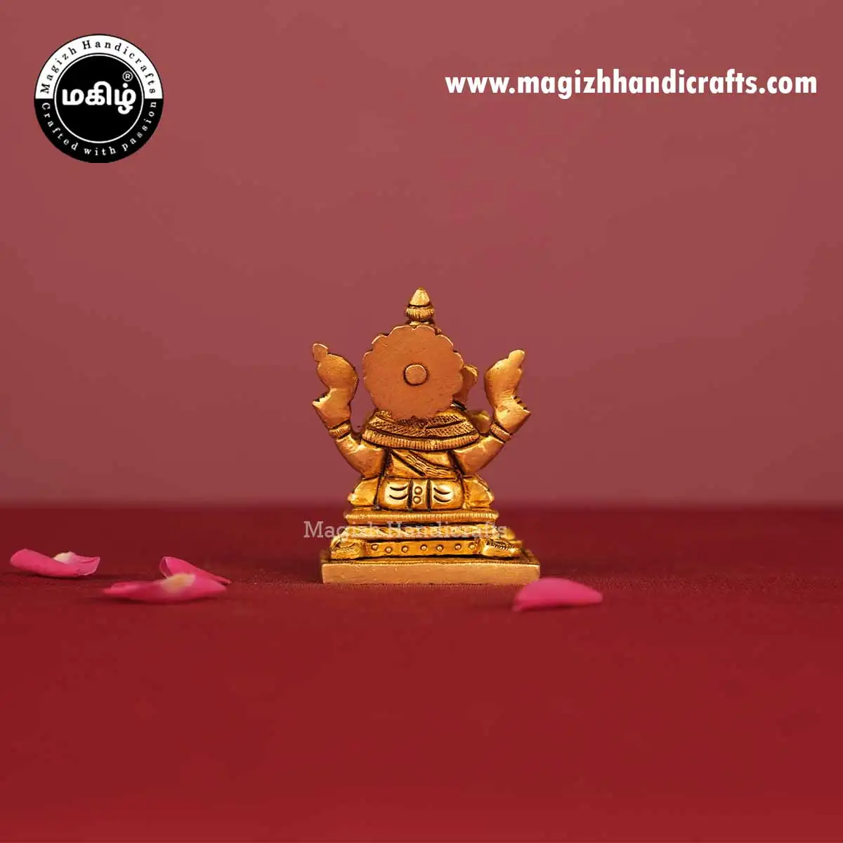 Brass Ganesha Square Base Idol - 2.5 Inch - image 5