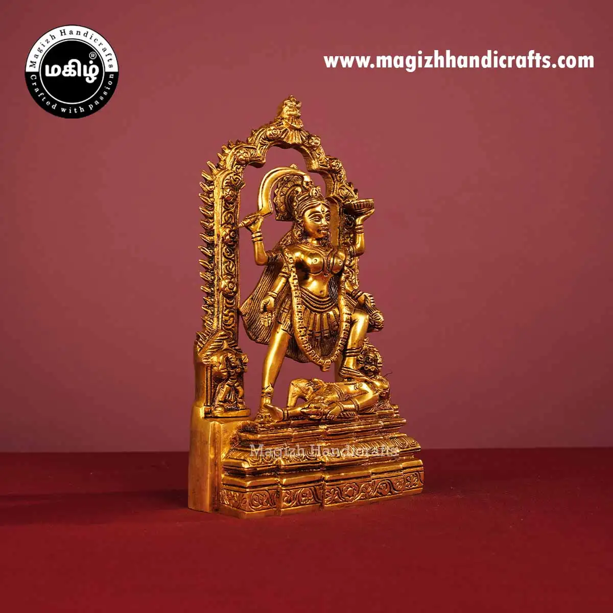 Brass goddess Kali idol - 10 inches - image 4