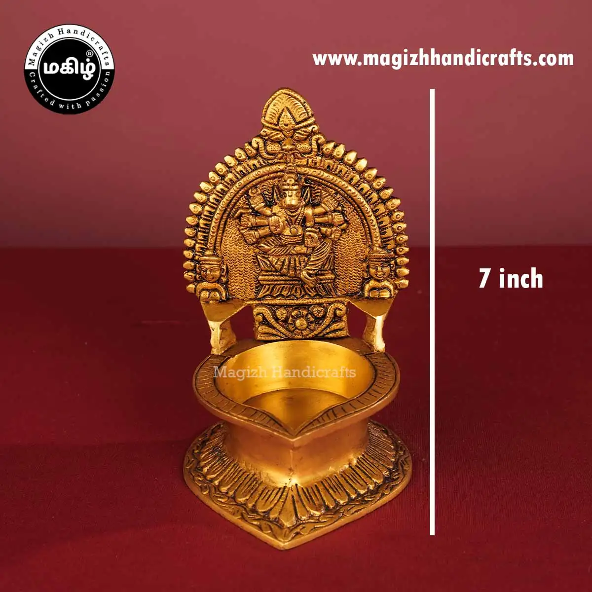 Brass Varahi amman Kamakshmi Lamp - 7 inches - image 2