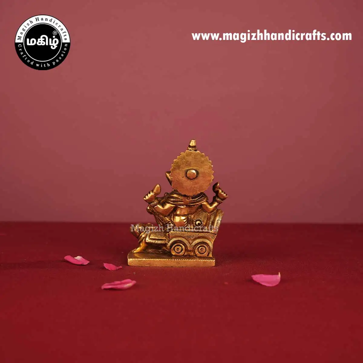Brass Ganesh Idol Rat Cart - 3 Inch - image 5