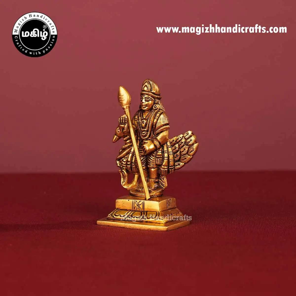 Brass God Murugan idol with peacock - 3.5 inch - image 4