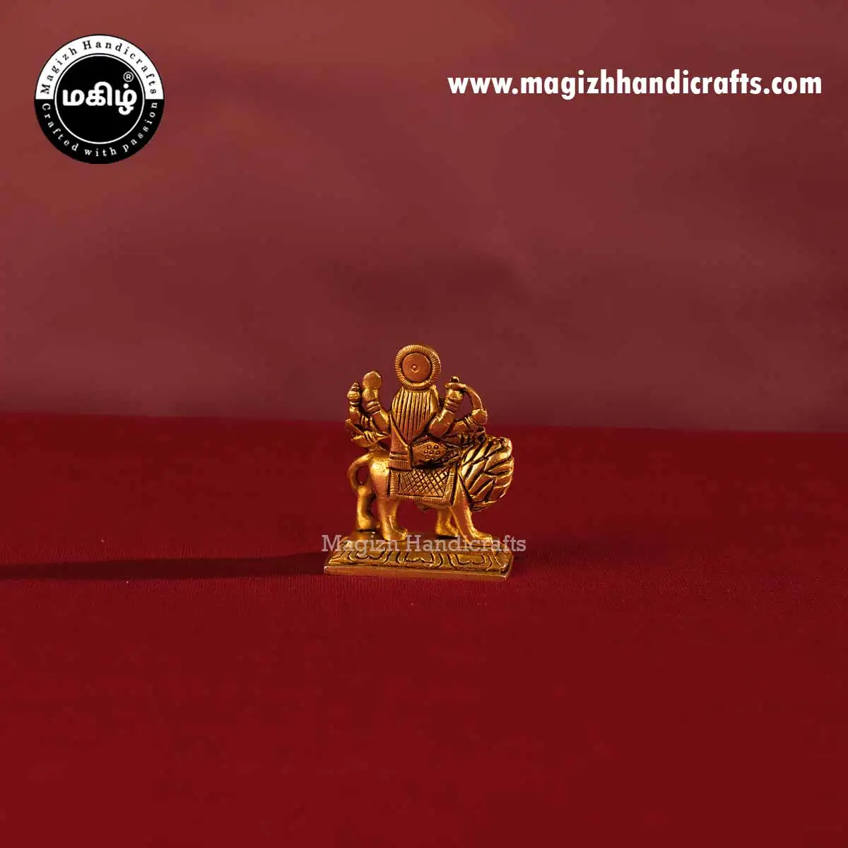 Brass goddess Lion Durga devi idol - 3 inches - image 5
