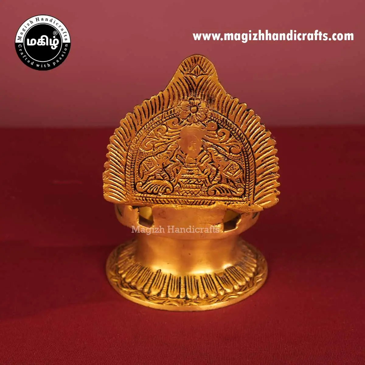 Brass Ganesha Kamakshmi amman Lamp - 7 inches - image 5