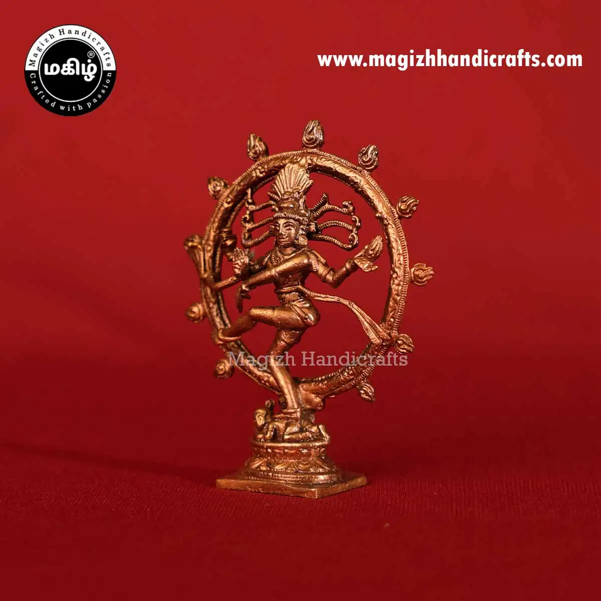 3.5 inches Copper Natrajar idol with Chakram - image 3