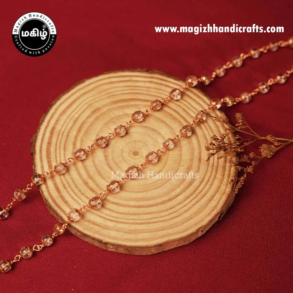 8mm Original Sphatik 54 Bead Mala with Copper Capping - image 3