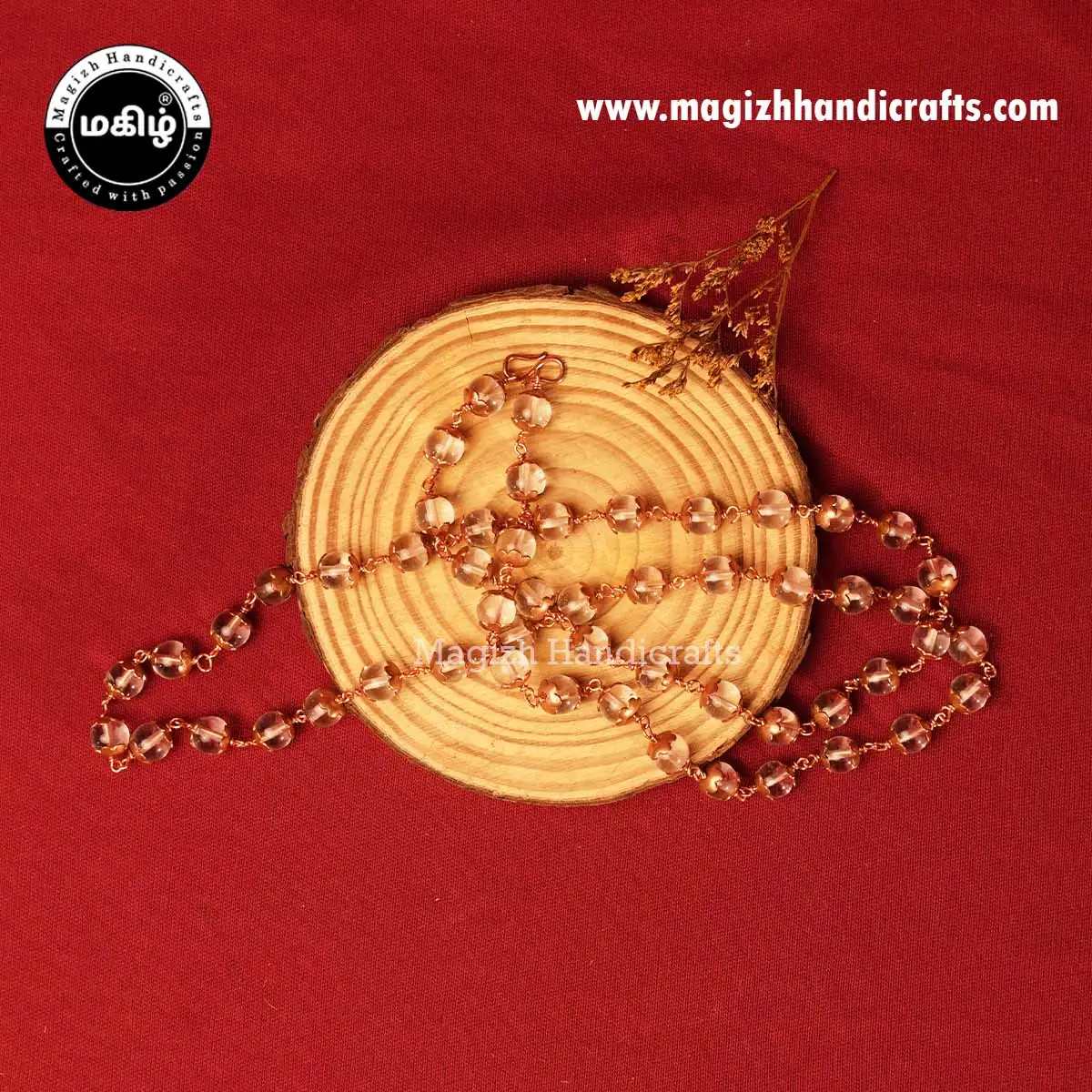 8mm Original Sphatik 54 Bead Mala with Copper Capping - image 1