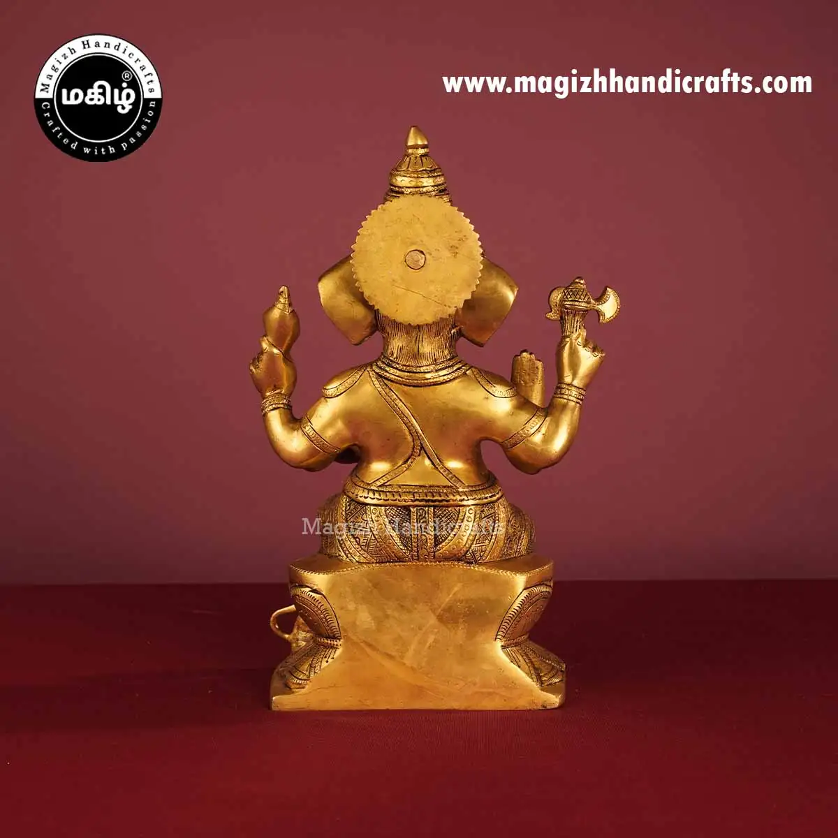 Brass Sitting Pillayar Idol - 12 inch - image 5
