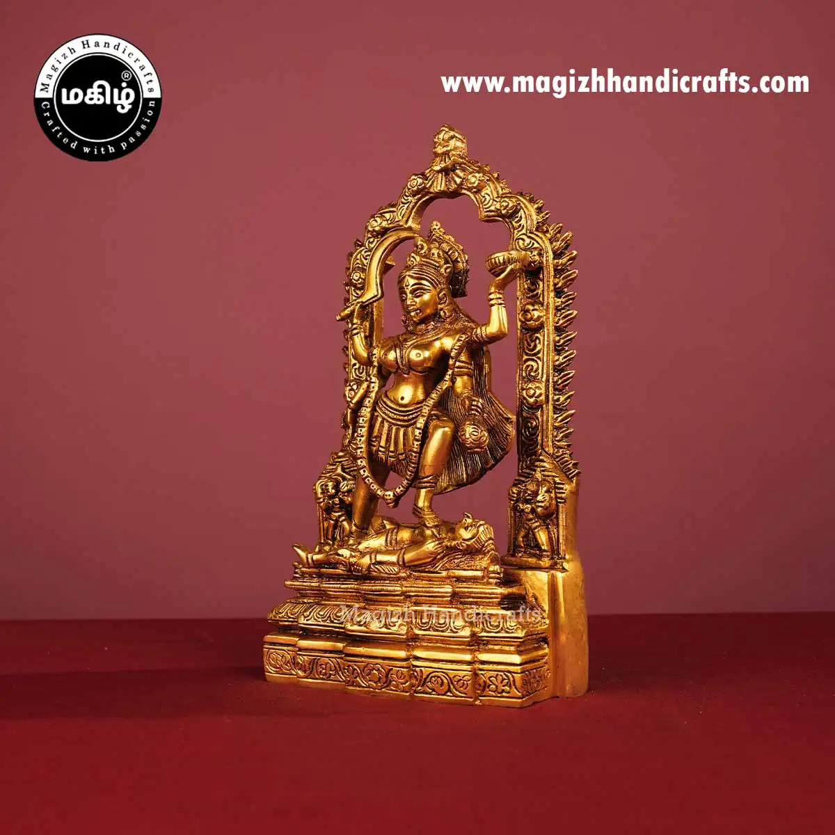 Brass goddess Kali idol - 10 inches - image 3