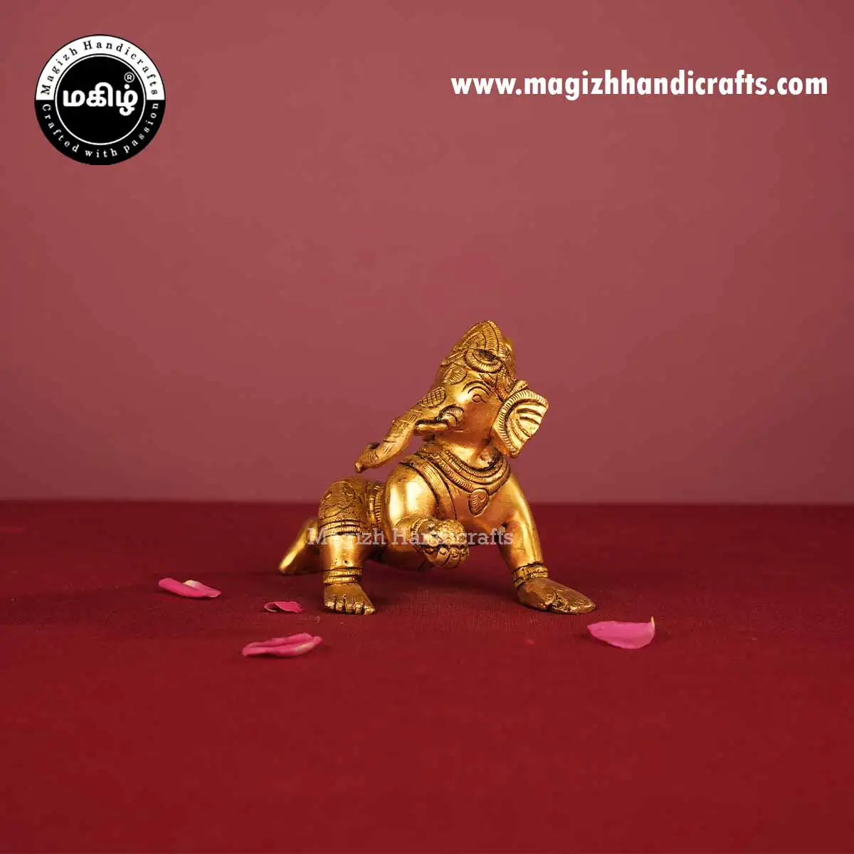 Brass Laddoo Bala Ganapathy Idol - 3 inch - image 3