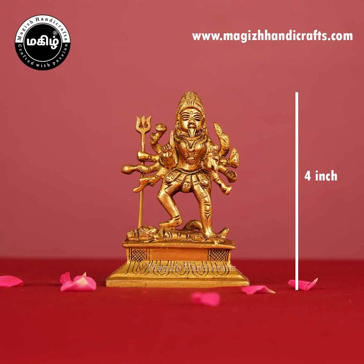 Brass goddess Kali idol - 4 inches - image 2