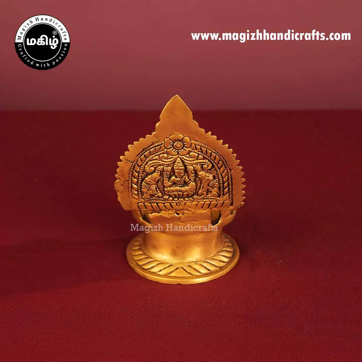 5.5 inches Brass Gaja Lakshmi Kamakshmi Lamp - image 5