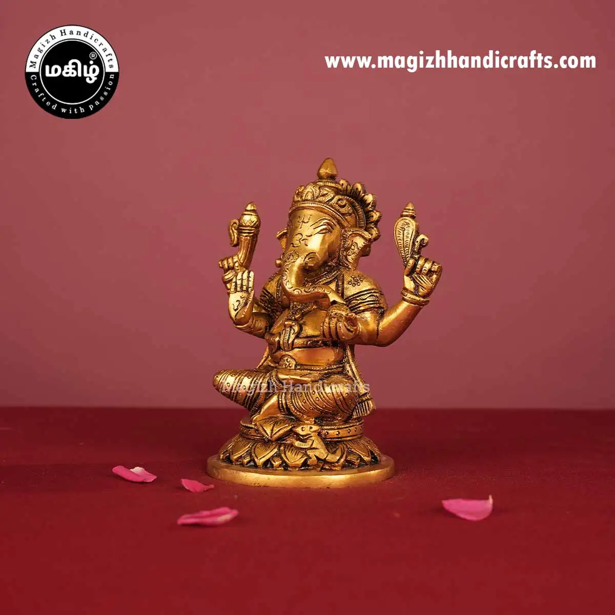 Brass Ganesh Idol Round Base - 5.5 Inch - image 4