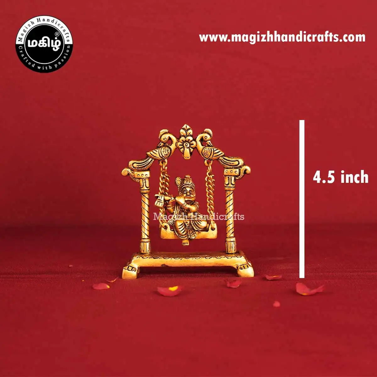 Brass Swing Krishna idol - 4.5inch - image 2