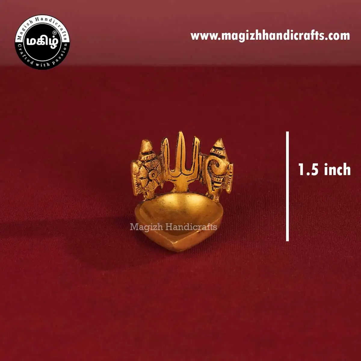1.5 Inch Brass Sangu Chakram Namam Lamp - image 2