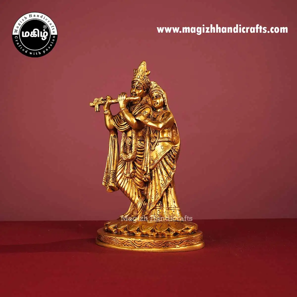 Brass Radha Krishna idol - 10.5 inches - image 4