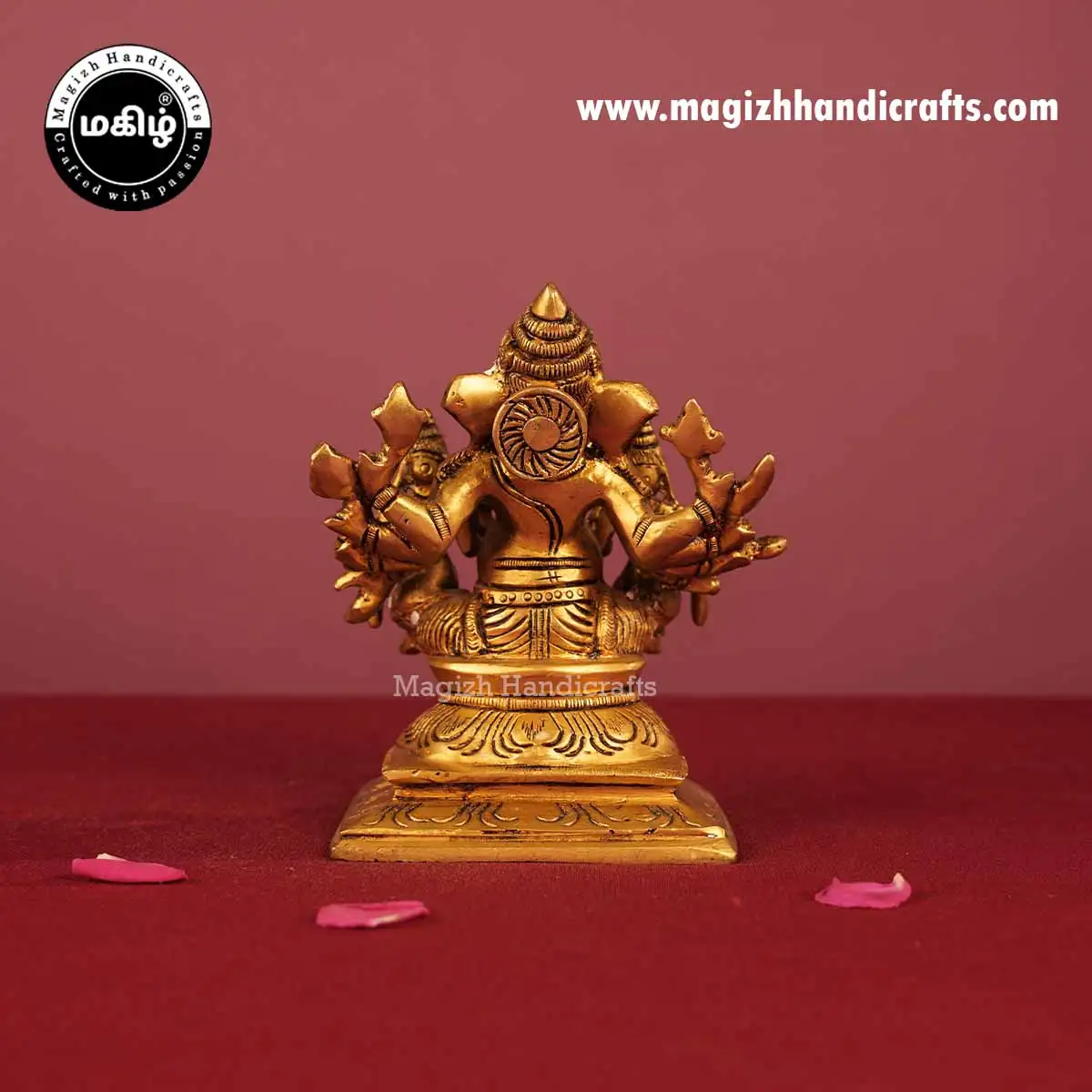 Brass Riddhi Siddhi Vinayagar Idol - 4.5 Inch - image 5