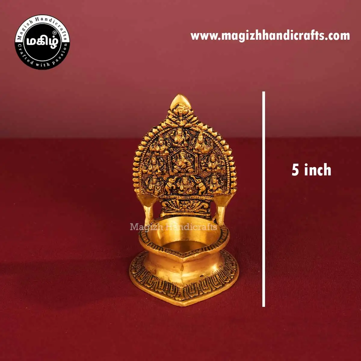 5 inches Brass Ashta Lakshmi Lamp - image 2