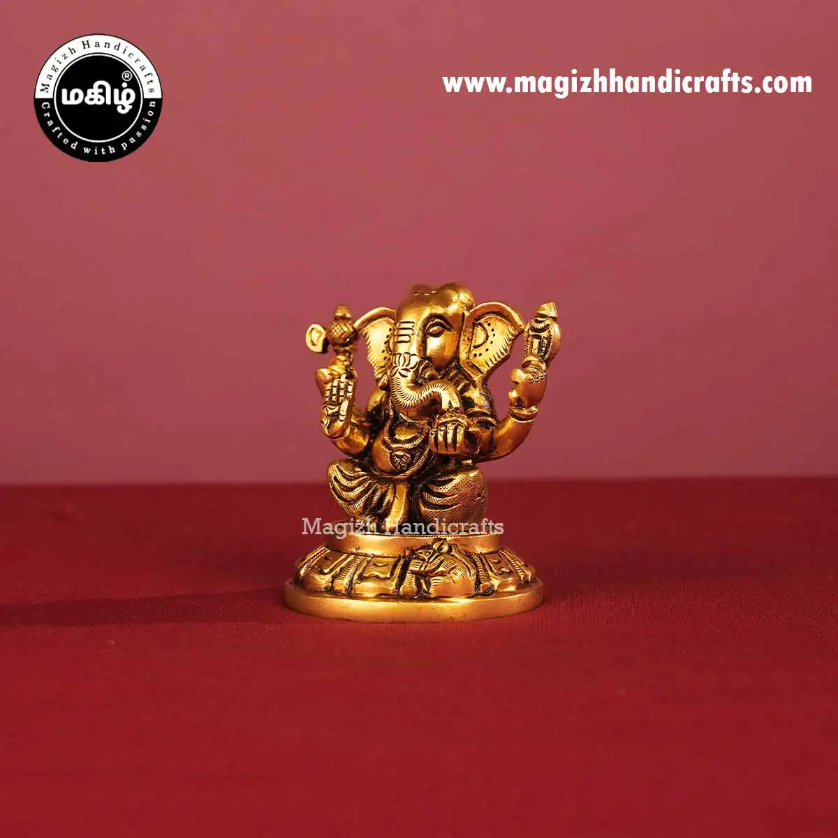 Brass Appu Ganesh Idol Round Peetam - 3.5 Inch - image 4