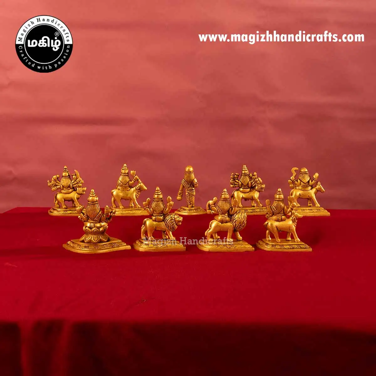Brass Nava Durgai amman idol - 4 inch - image 3