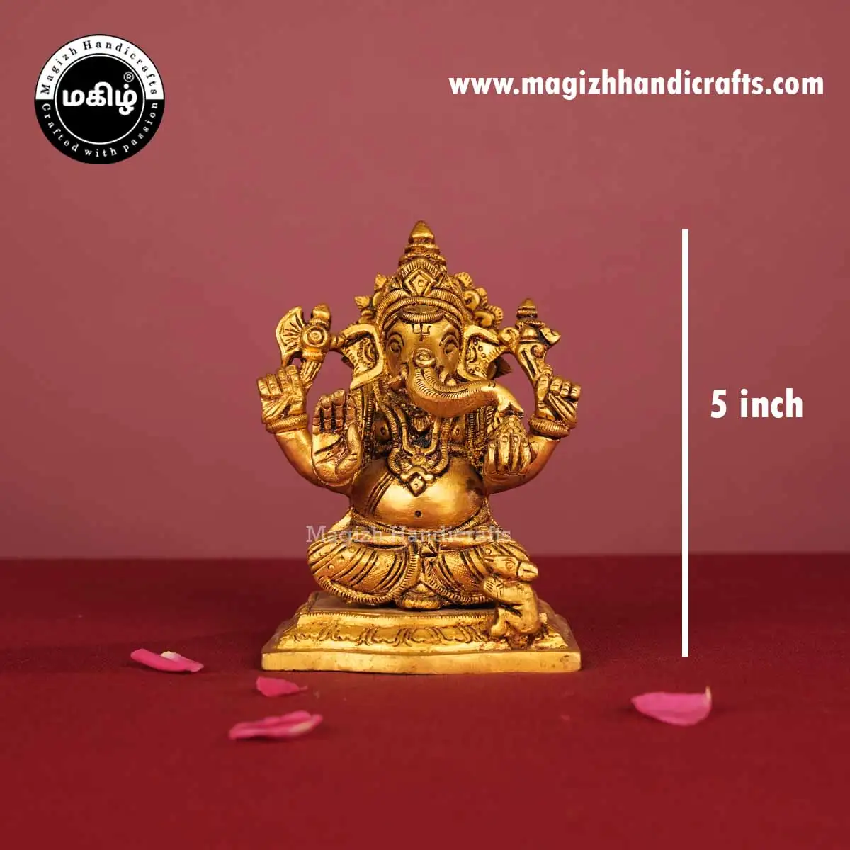 Brass Ganesh Idol - 5 Inch - image 2