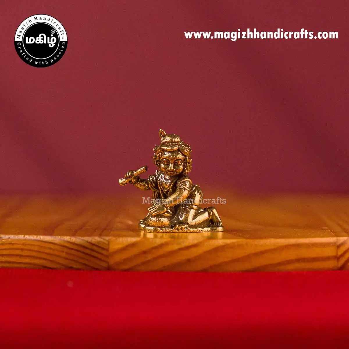 Brass Mini baby Krishna with flute - 1 inch