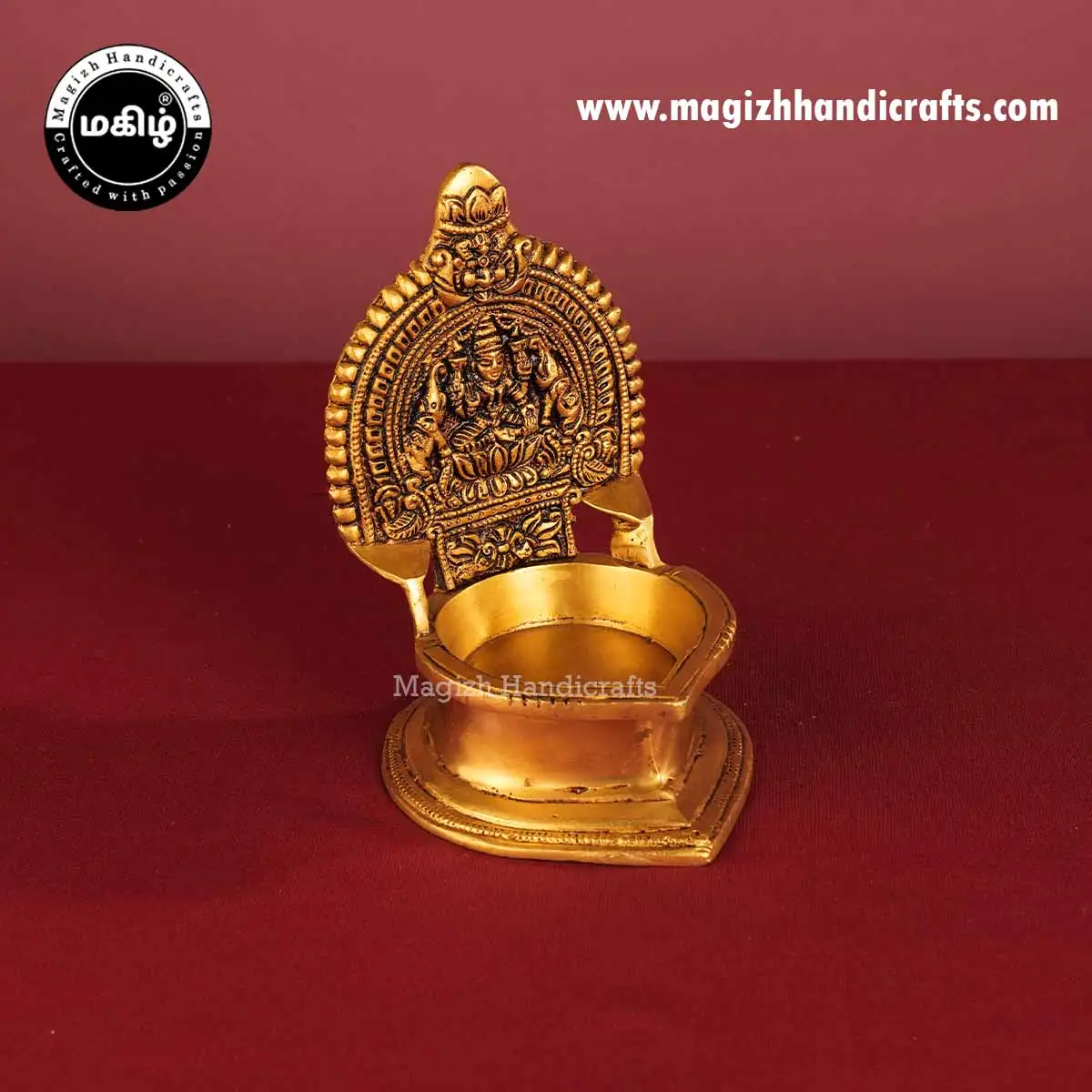 Brass Gaja Lakshmi Kamakshmi Lamp - 6.5 inches - image 3