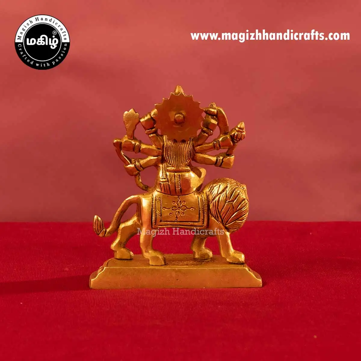 Brass goddess Lion Durga devi idol - 5 inches - image 5