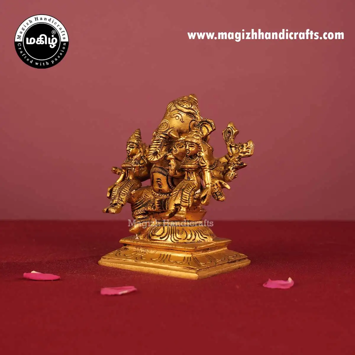 Brass Riddhi Siddhi Vinayagar Idol - 4.5 Inch - image 3