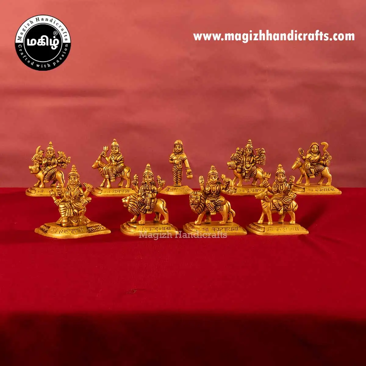 Brass Nava Durgai amman idol - 4 inch - image 1