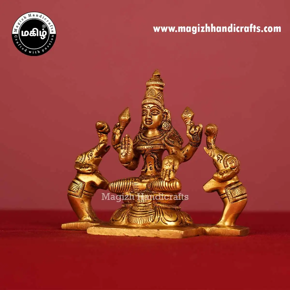 Brass Gaja Lakshmi idol - 4 inches - image 4