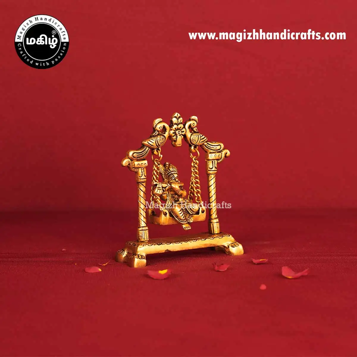 Brass Swing Krishna idol - 4.5inch - image 3