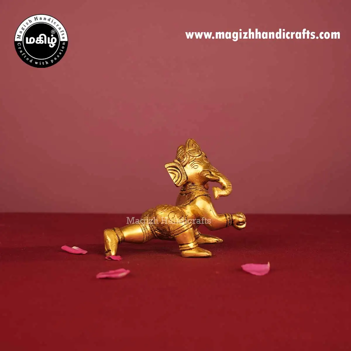 Brass Laddoo Bala Ganapathy Idol - 3 inch - image 4