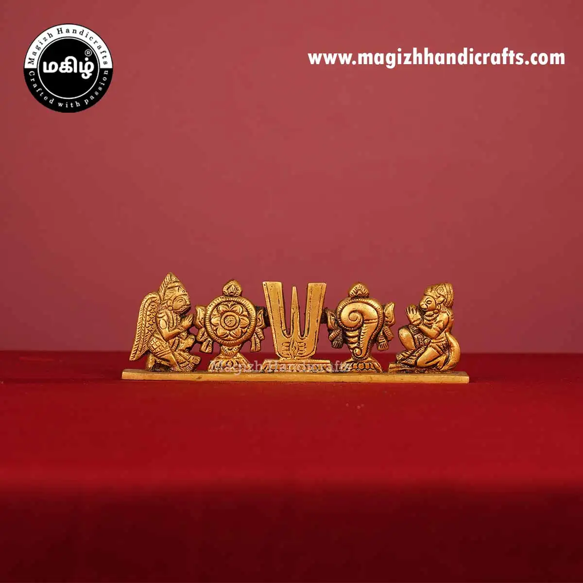 Brass Sangu Chakram Namam with Garuda and Hanuman on Both Sides – 2 Inch - image 1