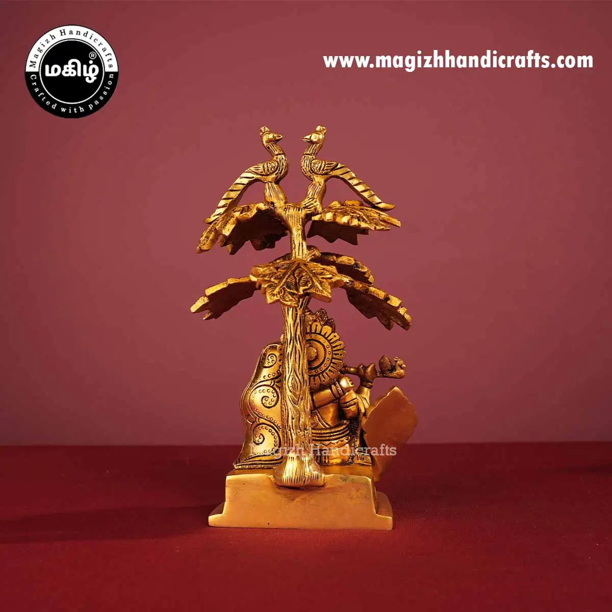 Brass Tree Radha Krishna idol - 8 inches - image 5