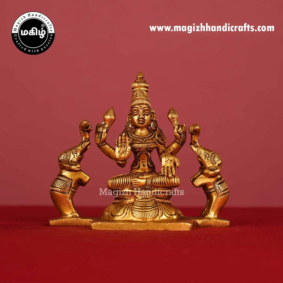 Brass Gaja Lakshmi idol - 4 inches - image 1