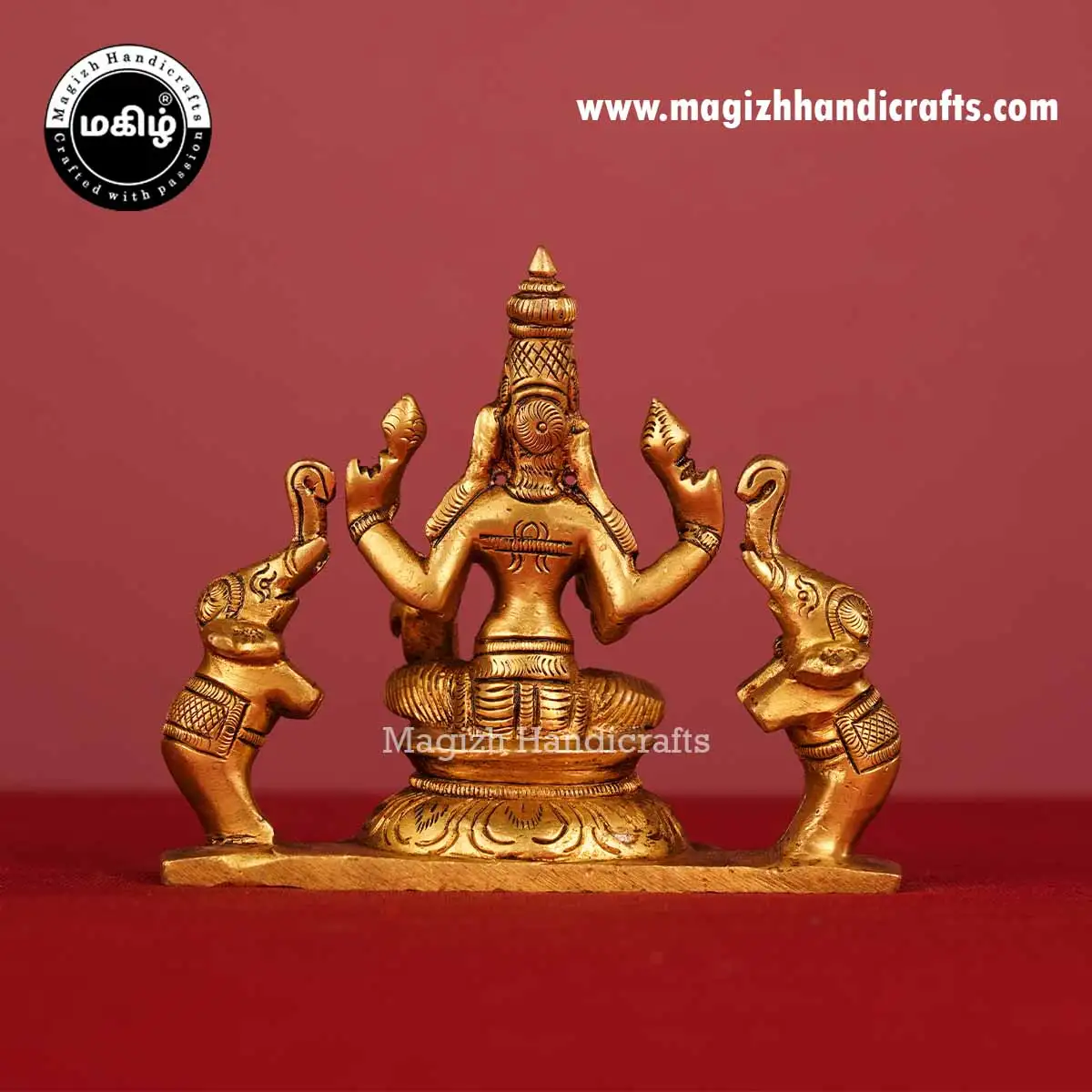 Brass Gaja Lakshmi idol - 4 inches - image 5