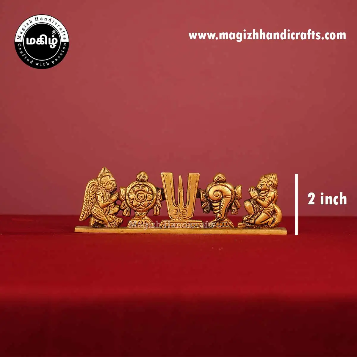 Brass Sangu Chakram Namam with Garuda and Hanuman on Both Sides – 2 Inch - image 2