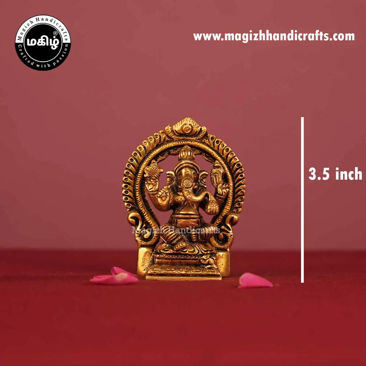 Brass Frame Ganesha Idol - 3.5 inch - image 2