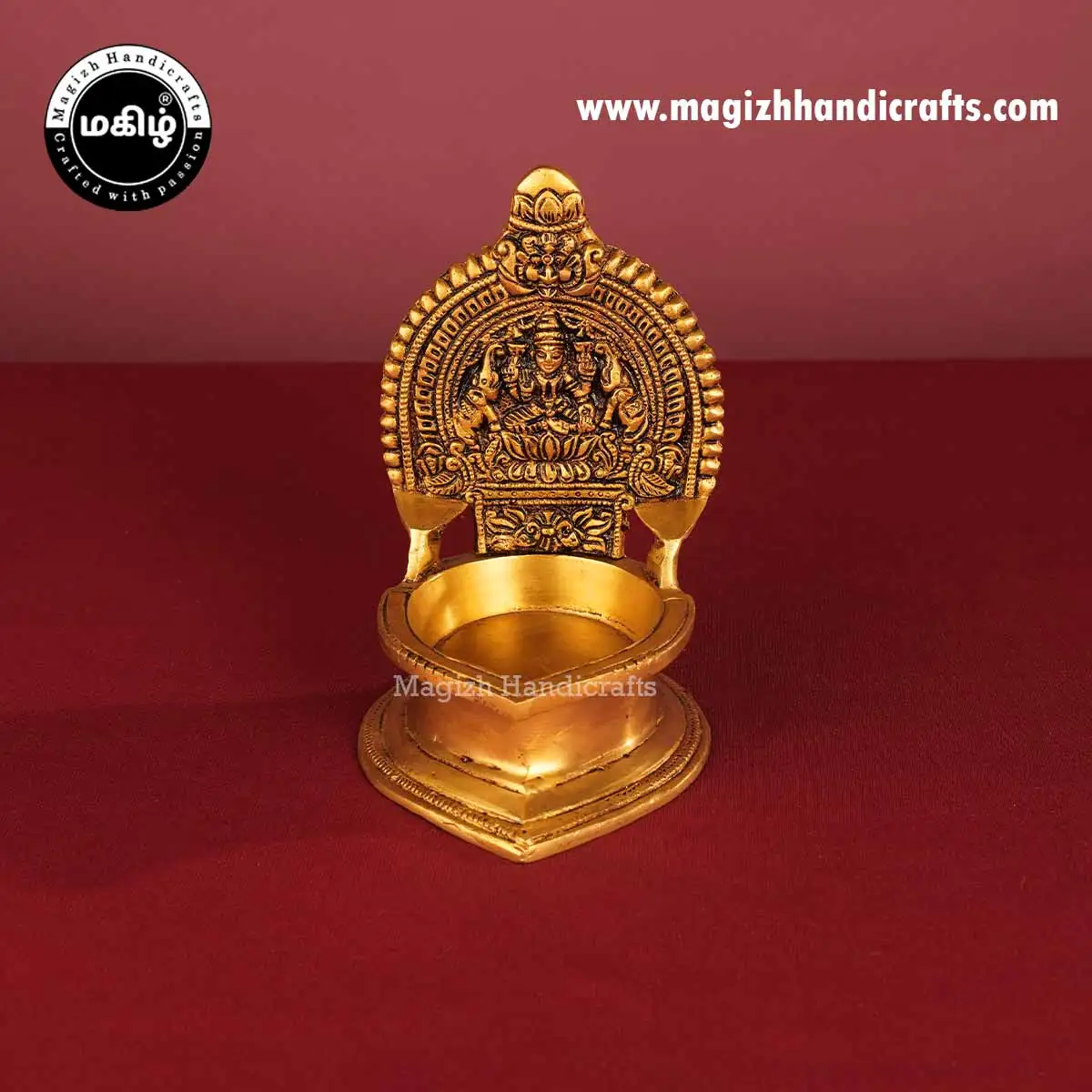 Brass Gaja Lakshmi Kamakshmi Lamp - 6.5 inches - image 1