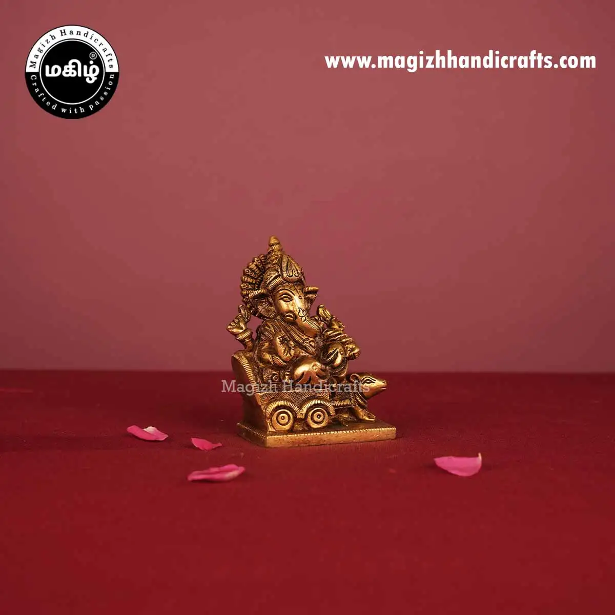 Brass Ganesh Idol Rat Cart - 3 Inch - image 4