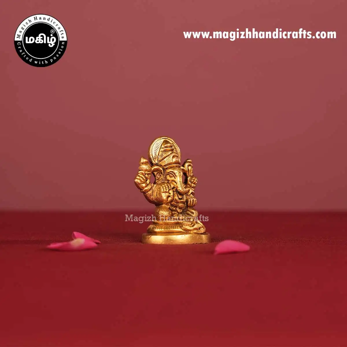 Brass Ganesha Oval Base Idol - 2 Inch - image 4