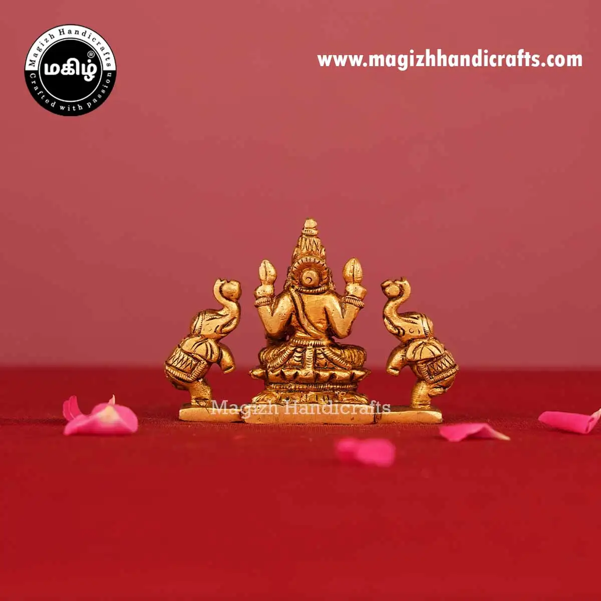Brass Gaja Lakshmi idol - 2 inches - image 5